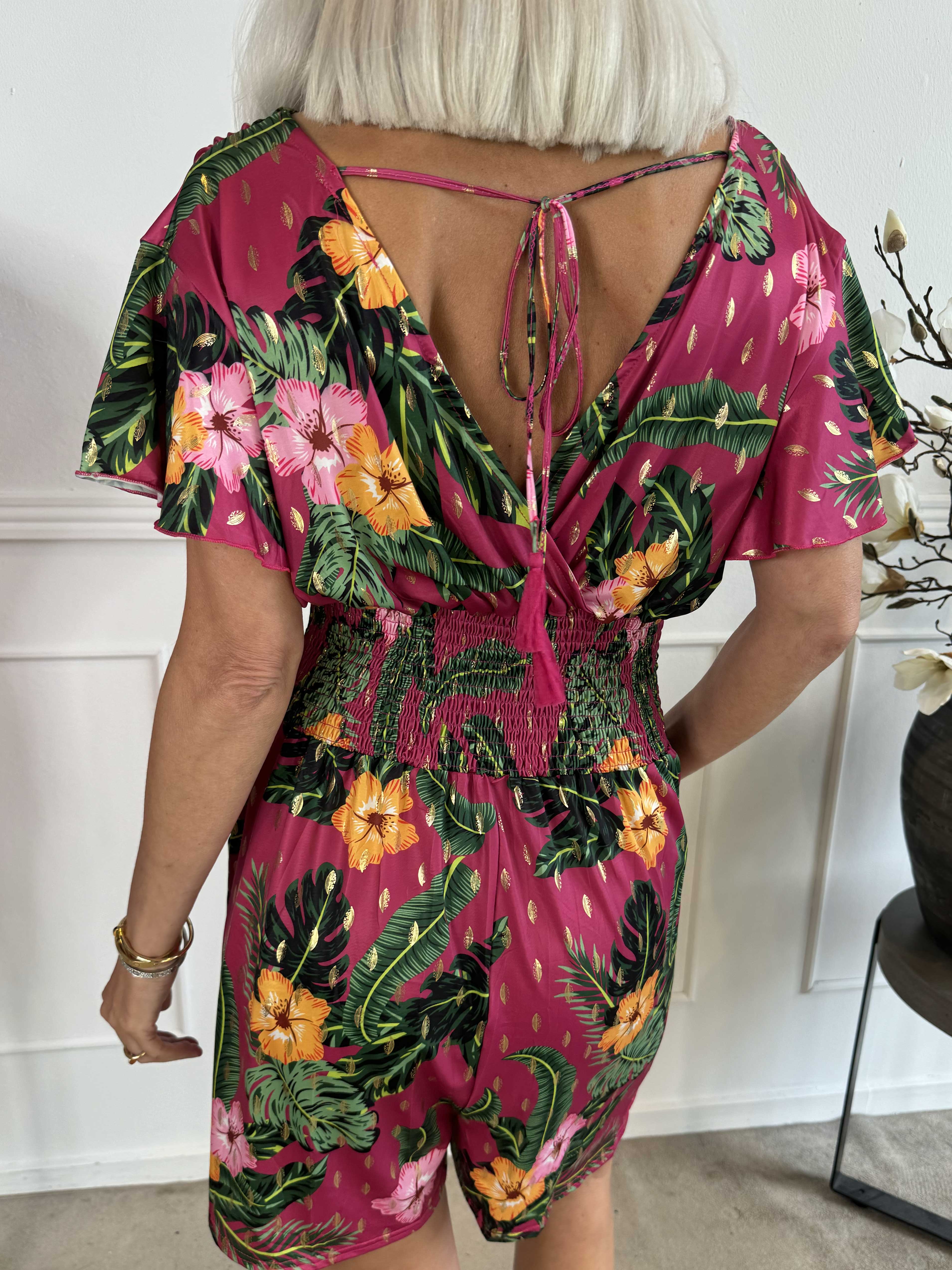 Pams Flower Playsuit - Elastisk playsuit med lommer